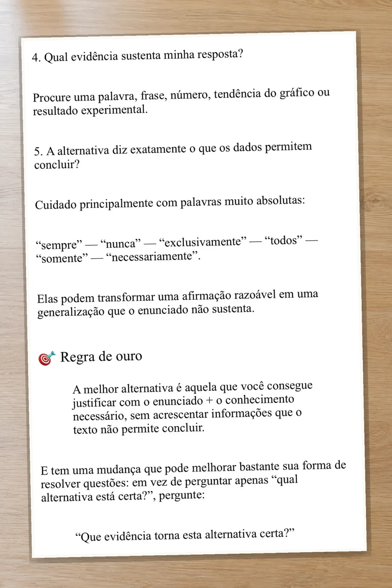 Amostra sobre como identificar evidências em questões do ENEM