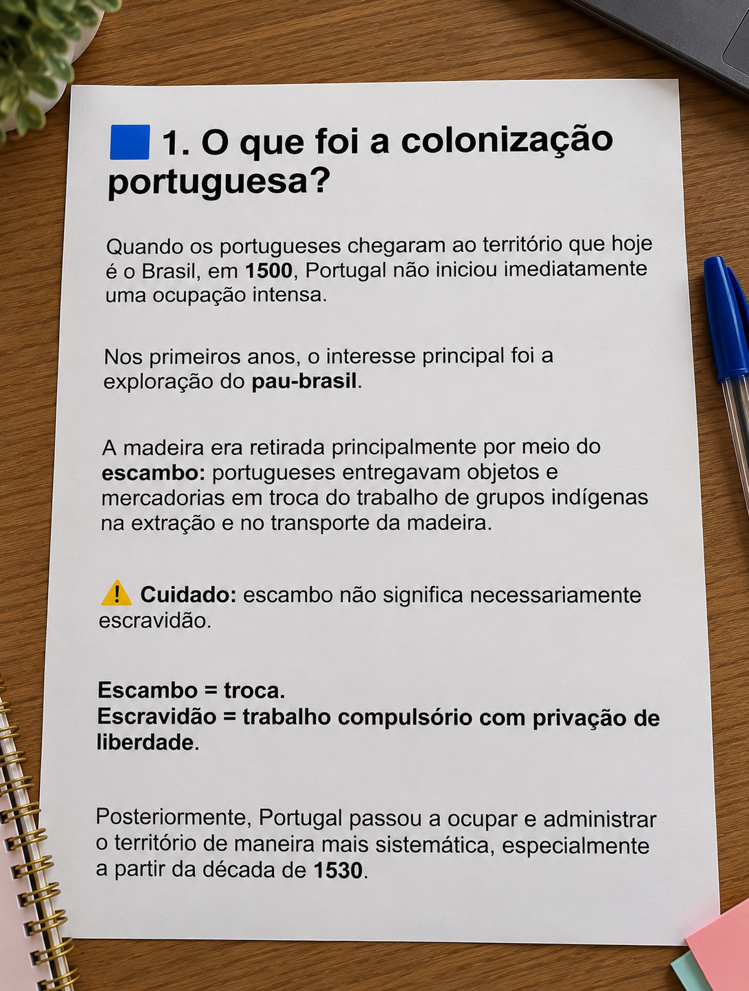 Amostra de conteúdo sobre colonização portuguesa